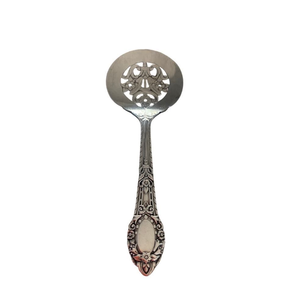 Community Plate Silver Slotted Sugar Sifter Spoon With Flower Design Cut Out